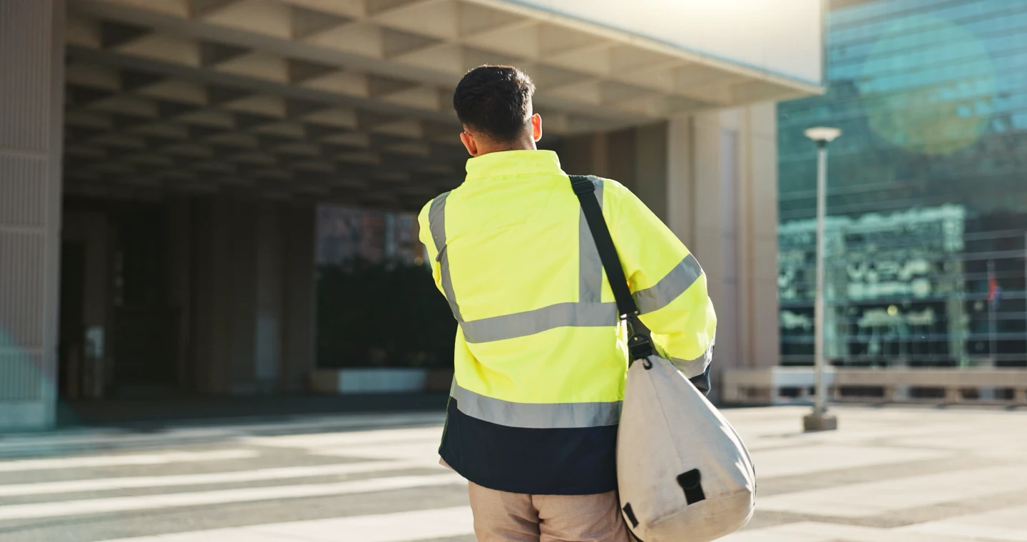Worker walking off