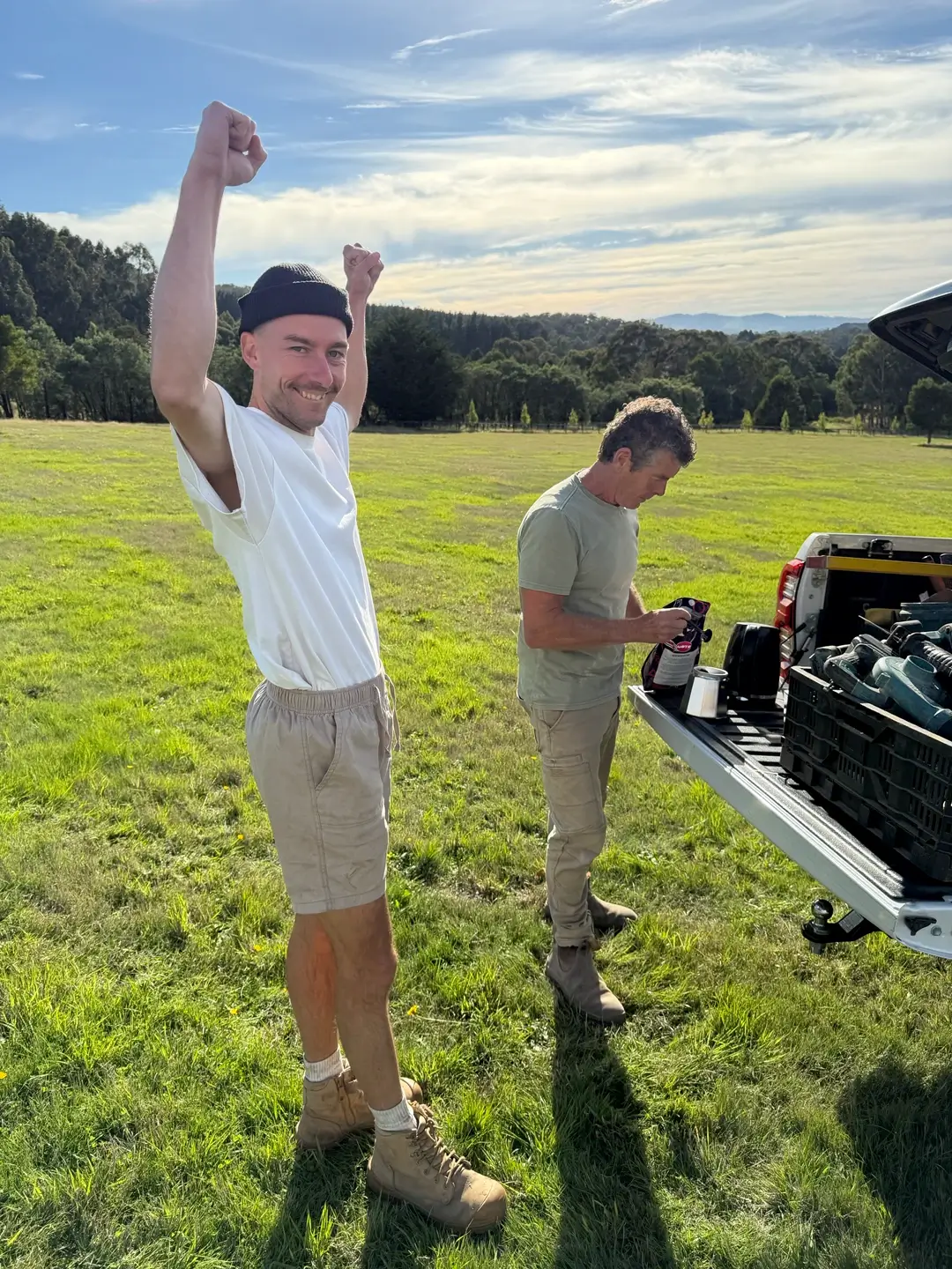 Brandon and a happy client